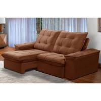Sofá Retrátil Reclinável Para Sala 3 Lugares 230cm Nijma F04 Veludo Terracota - Lyam Decor - 2