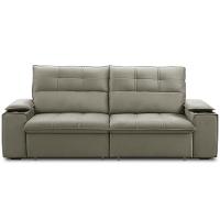 Sofá Retrátil Reclinável Para Sala 3 Lugares 230cm Zayn F04 Veludo Marrom Claro - Lyam Decor - 3