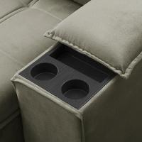 Sofá Retrátil Reclinável Para Sala 3 Lugares 230cm Zayn F04 Veludo Marrom Claro - Lyam Decor - 9