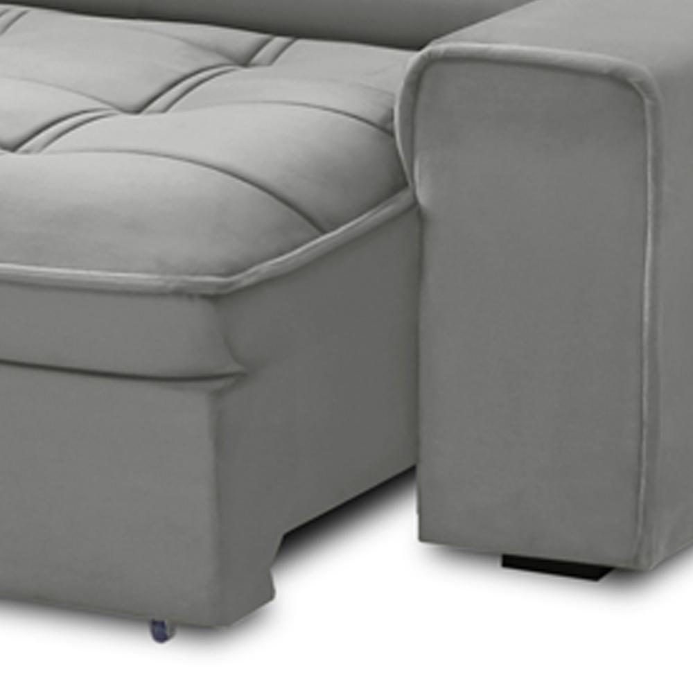 Sofá Retrátil Reclinável Para Sala 3 Lugares 250cm Asaph F04 Veludo Cinza Claro - Lyam Decor - 6