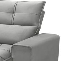 Sofá Retrátil Reclinável Para Sala 3 Lugares 250cm Asaph F04 Veludo Cinza Claro - Lyam Decor - 5