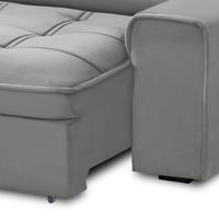 Sofá Retrátil Reclinável Para Sala 3 Lugares 250cm Asaph F04 Veludo Cinza Claro - Lyam Decor - 6