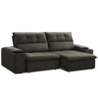 Sofá Retrátil Reclinável Para Sala 3 Lugares 250cm Zayn F04 Veludo Marrom Escuro - Lyam Decor - 1