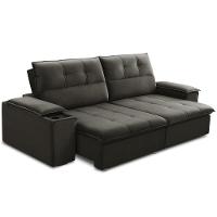 Sofá Retrátil Reclinável Para Sala 3 Lugares 250cm Zayn F04 Veludo Marrom Escuro - Lyam Decor - 8