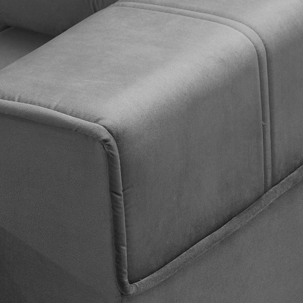 Sofá Retrátil Reclinável Para Sala 3 Lugares 250cm Samir F04 Veludo Cinza Escuro - Lyam Decor - 9