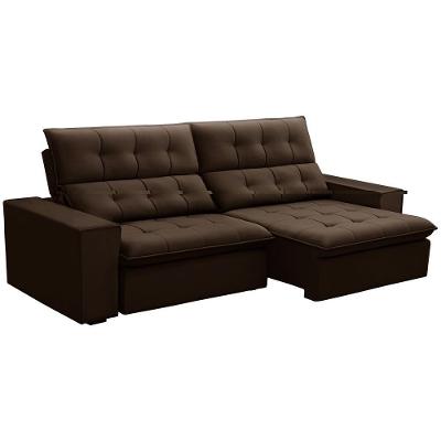 Sofá Retrátil Reclinável Para Sala 3 Lugares 250cm Vincent F04 Veludo Marrom - Lyam Decor