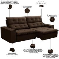 Sofá Retrátil Reclinável Para Sala 3 Lugares 250cm Vincent F04 Veludo Marrom - Lyam Decor - 3