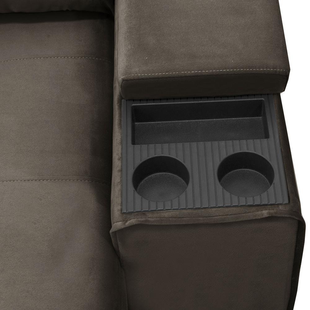 Sofá Retrátil Reclinável Para Sala 3 Lugares 210cm Niels F04 Veludo Marrom - Lyam Decor - 7
