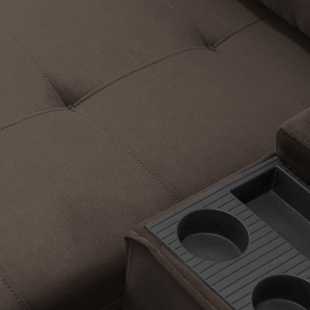Sofá Retrátil Reclinável Para Sala 3 Lugares 210cm Niels F04 Veludo Marrom - Lyam Decor - 8