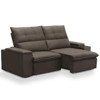 Sofá Retrátil Reclinável Para Sala 3 Lugares 210cm Niels F04 Veludo Marrom - Lyam Decor - 1