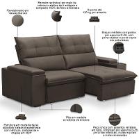 Sofá Retrátil Reclinável Para Sala 3 Lugares 210cm Niels F04 Veludo Marrom - Lyam Decor