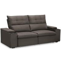 Sofá Retrátil Reclinável Para Sala 3 Lugares 210cm Niels F04 Veludo Marrom - Lyam Decor - 6