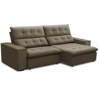 Sofá Retrátil Reclinável Para Sala 3 Lugares 250cm Vincent F04 Veludo Marrom Claro - Lyam Decor - 1