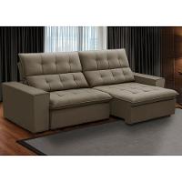 Sofá Retrátil Reclinável Para Sala 3 Lugares 250cm Vincent F04 Veludo Marrom Claro - Lyam Decor - 2