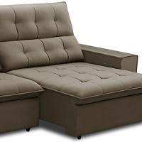 Sofá Retrátil Reclinável Para Sala 3 Lugares 250cm Vincent F04 Veludo Marrom Claro - Lyam Decor - 5