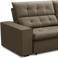 Sofá Retrátil Reclinável Para Sala 3 Lugares 250cm Vincent F04 Veludo Marrom Claro - Lyam Decor - 6