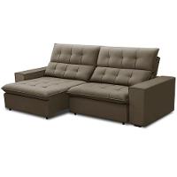 Sofá Retrátil Reclinável Para Sala 3 Lugares 250cm Vincent F04 Veludo Marrom Claro - Lyam Decor - 7