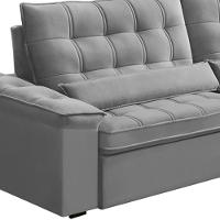Sofá Retrátil Reclinável Para Sala 4 Lugares 290cm Maresi F04 Veludo Cinza Claro - Lyam Decor - 5