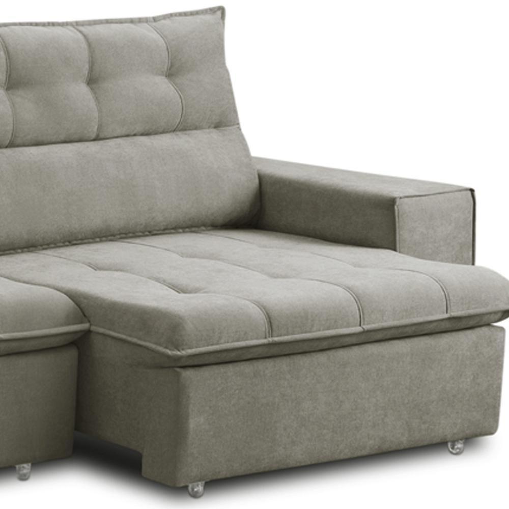 Sofá Retrátil Reclinável Para Sala 3 Lugares 240cm Neruda F04 Veludo Marrom Claro - Lyam Decor - 4