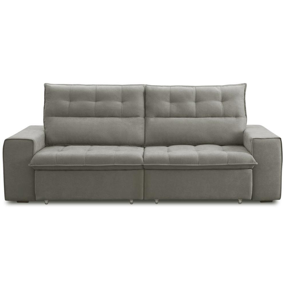 Sofá Retrátil Reclinável Para Sala 3 Lugares 240cm Neruda F04 Veludo Marrom Claro - Lyam Decor - 8