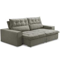 Sofá Retrátil Reclinável Para Sala 3 Lugares 240cm Neruda F04 Veludo Marrom Claro - Lyam Decor - 3