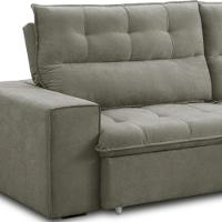 Sofá Retrátil Reclinável Para Sala 3 Lugares 240cm Neruda F04 Veludo Marrom Claro - Lyam Decor - 5