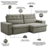 Sofá Retrátil Reclinável Para Sala 3 Lugares 240cm Neruda F04 Veludo Marrom Claro - Lyam Decor - 7