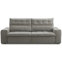 Sofá Retrátil Reclinável Para Sala 3 Lugares 240cm Neruda F04 Veludo Marrom Claro - Lyam Decor - 8