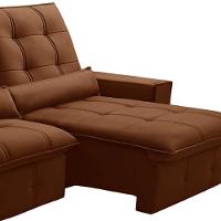 Sofá Retrátil Reclinável Para Sala 3 Lugares 230cm Curie F04 Veludo Terracota - Lyam Decor - 5