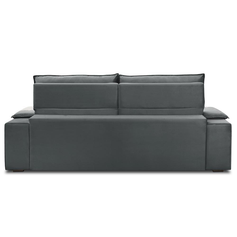 Sofá Retrátil Reclinável Para Sala 3 Lugares 250cm Zayn F04 Veludo Cinza Escuro - Lyam Decor - 6