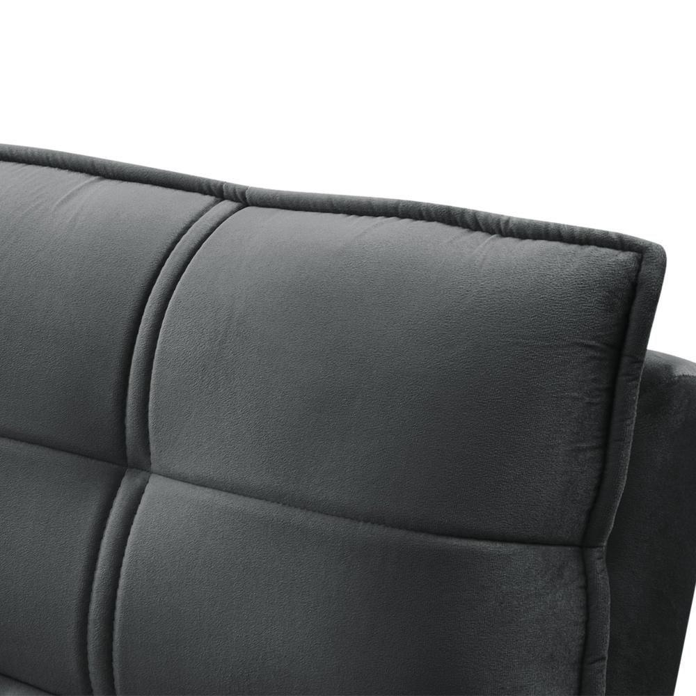 Sofá Retrátil Reclinável Para Sala 3 Lugares 250cm Zayn F04 Veludo Cinza Escuro - Lyam Decor - 7