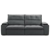 Sofá Retrátil Reclinável Para Sala 3 Lugares 250cm Zayn F04 Veludo Cinza Escuro - Lyam Decor - 3