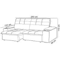 Sofá Retrátil Reclinável Para Sala 3 Lugares 250cm Zayn F04 Veludo Cinza Escuro - Lyam Decor - 5