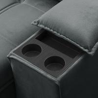 Sofá Retrátil Reclinável Para Sala 3 Lugares 250cm Zayn F04 Veludo Cinza Escuro - Lyam Decor - 8