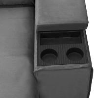 Sofá Retrátil Reclinável Para Sala 3 Lugares 210cm Niels F04 Veludo Cinza Escuro - Lyam Decor - 8