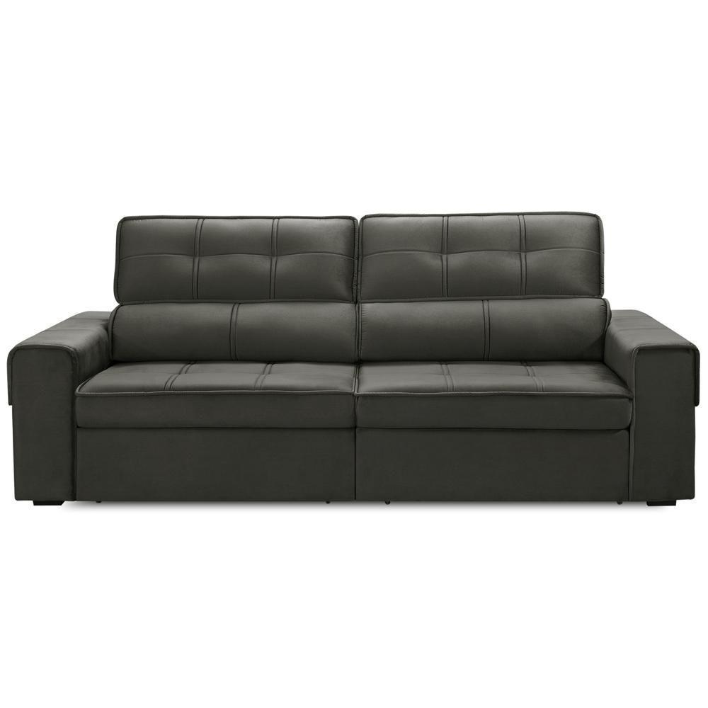 Sofá Retrátil Reclinável Para Sala 3 Lugares 230cm Samir F04 Veludo Marrom Escuro - Lyam Decor - 6