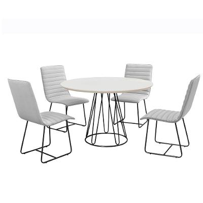 Sala De Jantar 1,00M Base Preta Com 04 Cadeiras Laca Branco