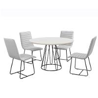 Sala De Jantar 1,00M Base Preta Com 04 Cadeiras Laca Branco - 1