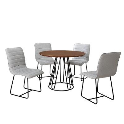 Sala De Jantar 1,00M Base Preta Com 04 Cadeiras Cinamomo