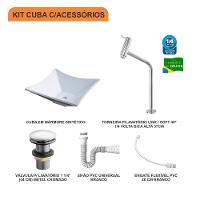 Kit Cuba L30 C/torneira Link 1062 Metal + Válvula Click 1 1/2'' (4,0cm) + Sifão Pvc + Flexível Branca Branco - 3