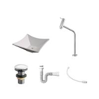 Kit Cuba L30 C/torneira Link 1062 Metal + Válvula Click 1 1/2'' (4,0cm) + Sifão Pvc + Flexível Bege Bege - 2