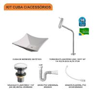 Kit Cuba L30 C/torneira Link 1062 Metal + Válvula Click 1 1/2'' (4,0cm) + Sifão Pvc + Flexível Bege Bege - 10