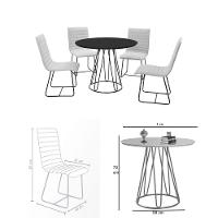Sala De Jantar 1,00M Base Preta Com 04 Cadeiras Laca Branco - 3