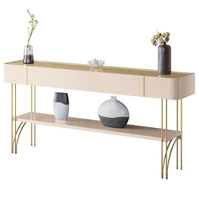 Aparador Decorativo Industrial Sala De Estar Jantar La Vie B01 Off White Champagne - Lyam Decor