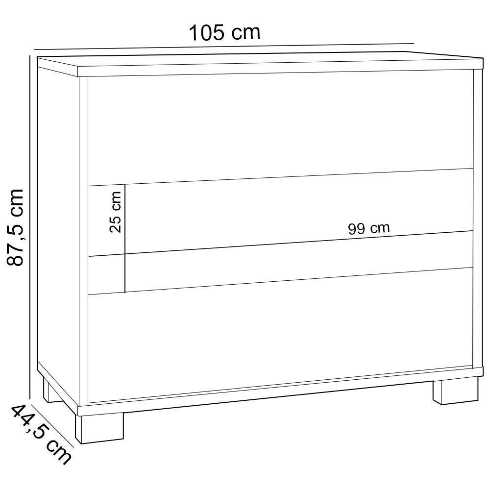 Cômoda Para Quarto 3 Gavetas 105cm Click D03 Freijó Off White - Lyam Decor - 4