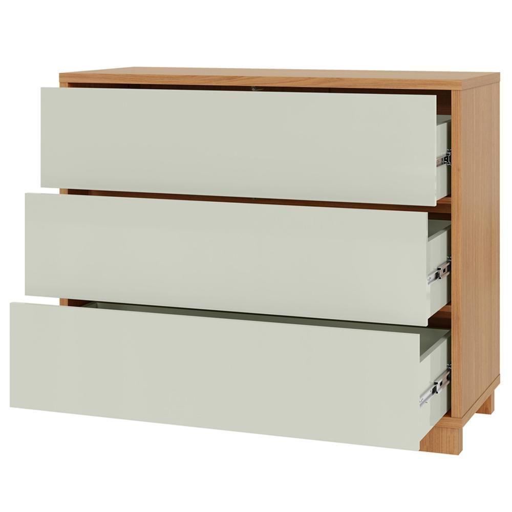 Cômoda Para Quarto 3 Gavetas 105cm Click D03 Freijó Off White - Lyam Decor - 6