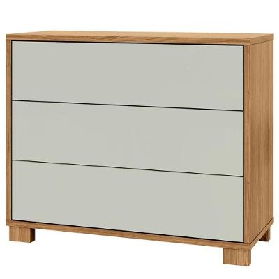 Cômoda para Quarto Click D03 3 Gavetas em MDF com Fecho Toque Off White Freijó