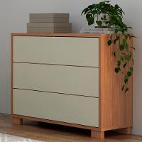 Cômoda Para Quarto 3 Gavetas 105cm Click D03 Freijó Off White - Lyam Decor - 2