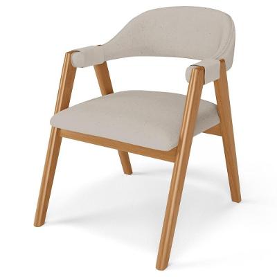 Cadeira De Jantar E Estar Living Estofada Nadja L02 Linho Bege - Lyam Decor