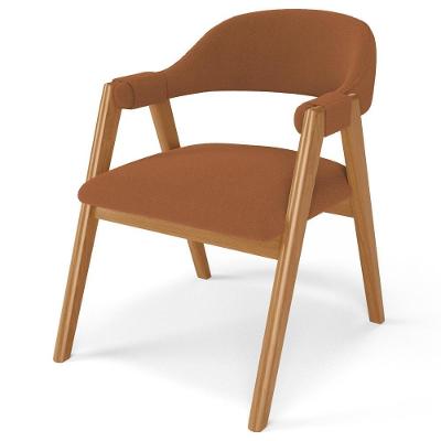 Cadeira De Jantar E Estar Living Estofada Nadja L02 Bouclê Terracota - Lyam Decor
